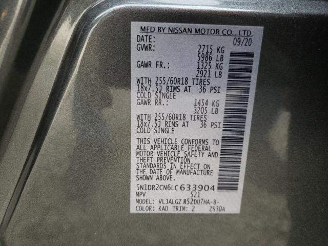 Photo 10 from auction – 2020 NISSAN PATHFINDER with VIN 5N1DR2CN6LC633904