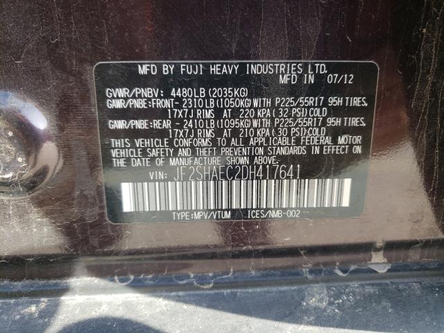 Photo 10 from auction – 2013 SUBARU FORESTER L with VIN JF2SHAEC2DH417641