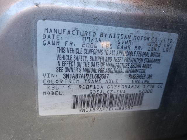 Photo 10 from auction – 2014 NISSAN SENTRA with VIN 3N1AB7AP7EL683587
