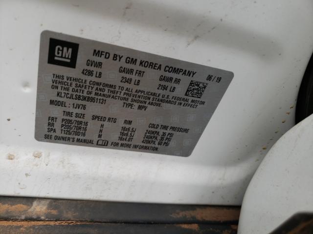 Photo 10 from auction – 2019 CHEVROLET TRAX 1LT with VIN KL7CJLSB3KB951131