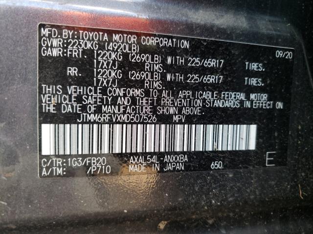 Photo 10 from auction – 2021 TOYOTA RAV4 LE with VIN JTMM6RFVXMD507526