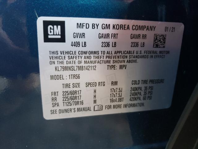 Photo 10 from auction – 2021 CHEVROLET TRAILBLAZE with VIN KL79MNSL7MB142112