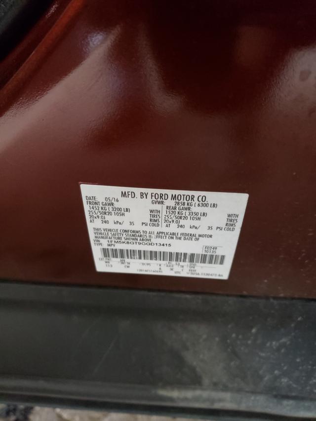 Photo 10 from auction – 2016 FORD EXPLORER S with VIN 1FM5K8GT9GGD13415