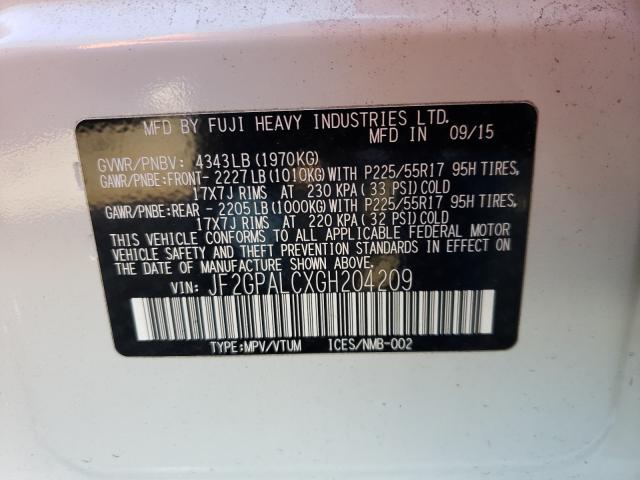 Photo 10 from auction – 2016 SUBARU CROSSTREK with VIN JF2GPALCXGH204209