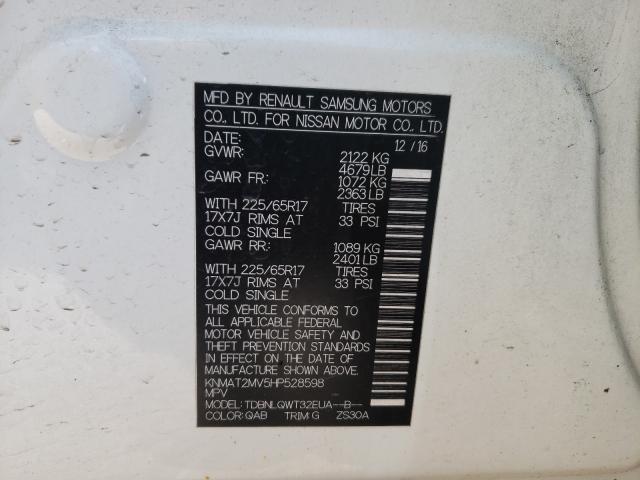 Photo 10 from auction – 2017 NISSAN ROGUE S with VIN KNMAT2MV5HP528598