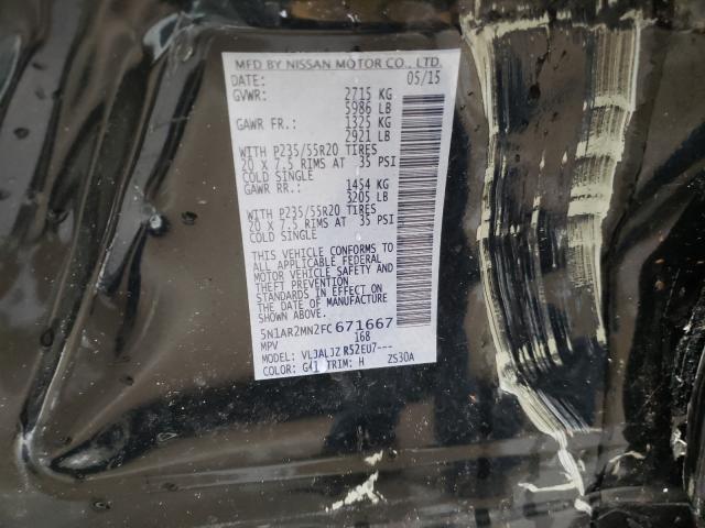 Photo 10 from auction – 2015 NISSAN PATHFINDER with VIN 5N1AR2MN2FC671667