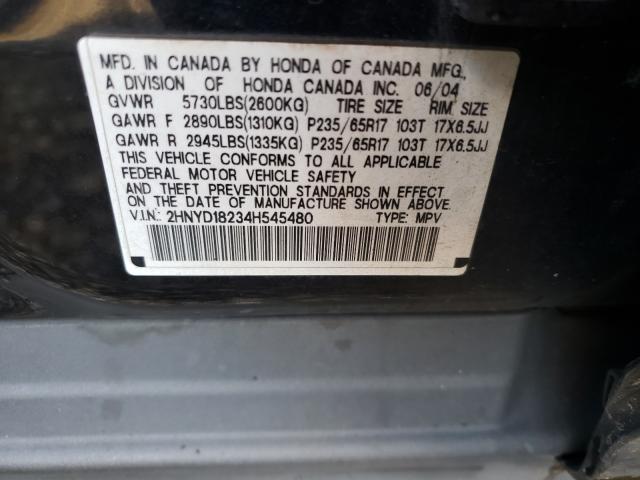 Photo 10 from auction – 2004 ACURA MDX with VIN 2HNYD18234H545480
