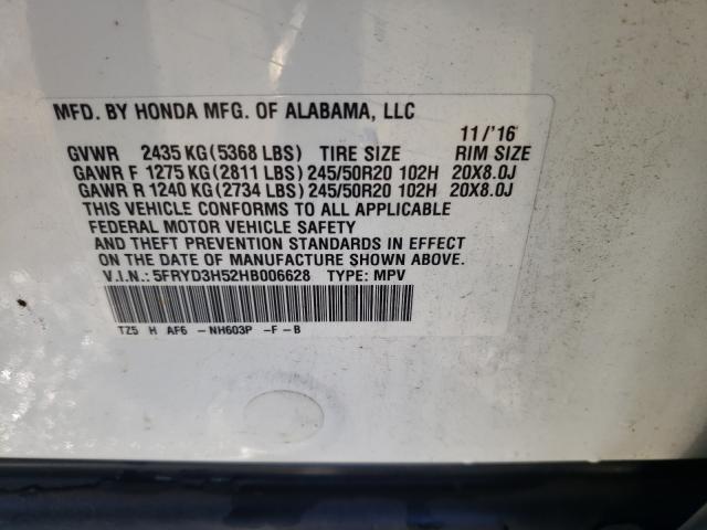 Photo 10 from auction – 2017 ACURA MDX TECHNO with VIN 5FRYD3H52HB006628