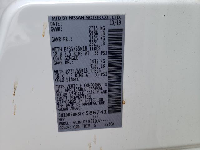 Photo 10 from auction – 2020 NISSAN PATHFINDER with VIN 5N1DR2BM8LC586741