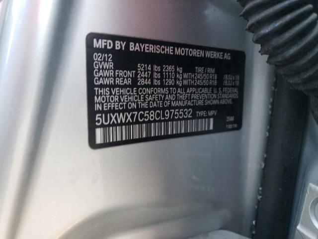 Photo 10 from auction – 2012 BMW X3 XDRIVE3 with VIN 5UXWX7C58CL975532
