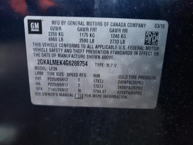 Photo 10 from auction – 2016 GMC TERRAIN SL with VIN 2GKALMEK4G6288754