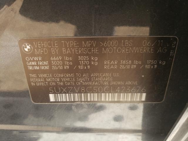 Photo 10 from auction – 2012 BMW X5 XDRIVE5 with VIN 5UXZV8C50CL423676