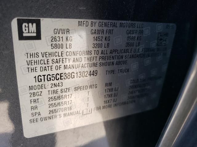 Photo 10 from auction – 2016 GMC CANYON SLE with VIN 1GTG5CE38G1302449