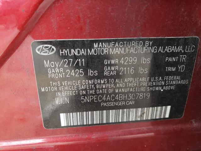 Photo 10 from auction – 2011 HYUNDAI SONATA SE with VIN 5NPEC4AC4BH307819