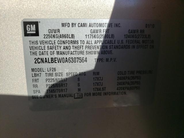 Photo 10 from auction – 2010 CHEVROLET EQUINOX LS with VIN 2CNALBEW0A6307564