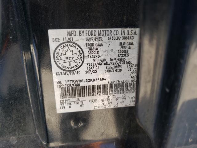 Photo 10 from auction – 2002 FORD F150 SUPER with VIN 1FTRW08L32KB46694