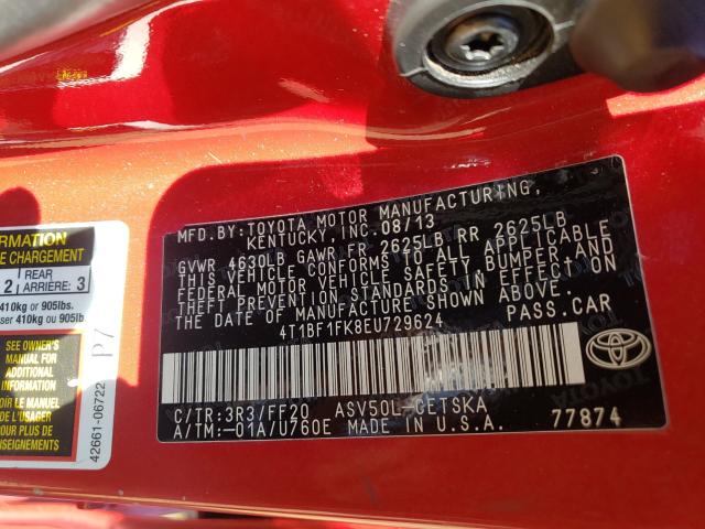 Photo 10 from auction – 2014 TOYOTA CAMRY L with VIN 4T1BF1FK8EU729624
