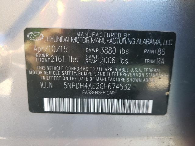 Photo 10 from auction – 2016 HYUNDAI ELANTRA SE with VIN 5NPDH4AE2GH674532
