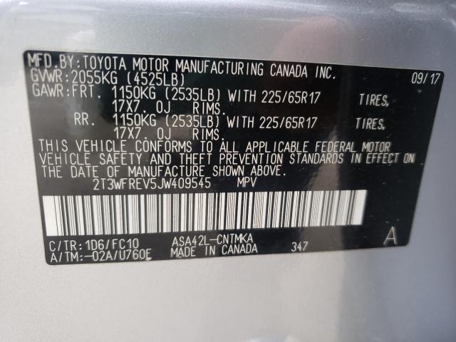 Photo 10 from auction – 2018 TOYOTA RAV4 ADVEN with VIN 2T3WFREV5JW409545