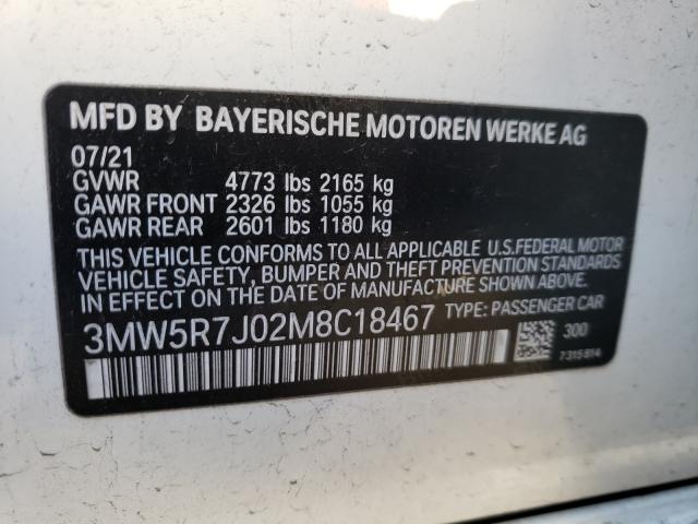 Photo 10 from auction – 2021 BMW 330XI with VIN 3MW5R7J02M8C18467