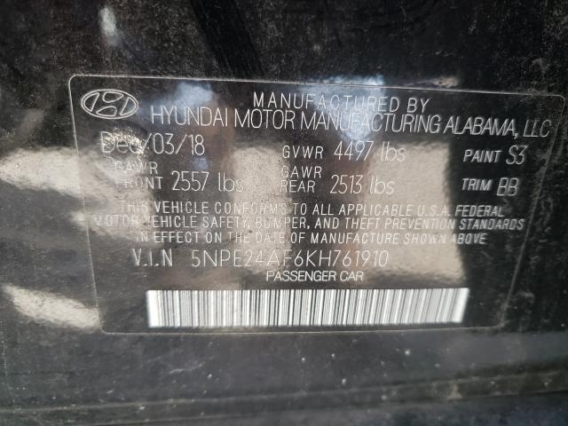 Photo 10 from auction – 2019 HYUNDAI SONATA SE with VIN 5NPE24AF6KH761910