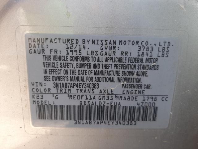 Photo 10 from auction – 2014 NISSAN SENTRA S with VIN 3N1AB7AP4EY340383