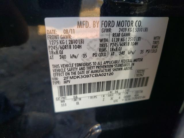 Photo 10 from auction – 2012 FORD EDGE SE with VIN 2FMDK3G97CBA02120