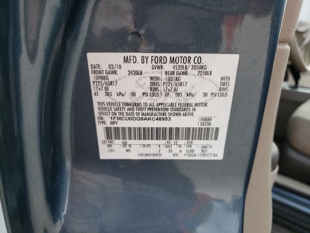Photo 10 from auction – 2010 FORD ESCAPE XLT with VIN 1FMCU0DG9AKC48953