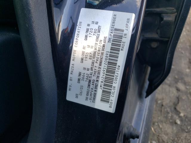 Photo 10 from auction – 2003 MAZDA PROTEGE with VIN JM1BJ246931208893