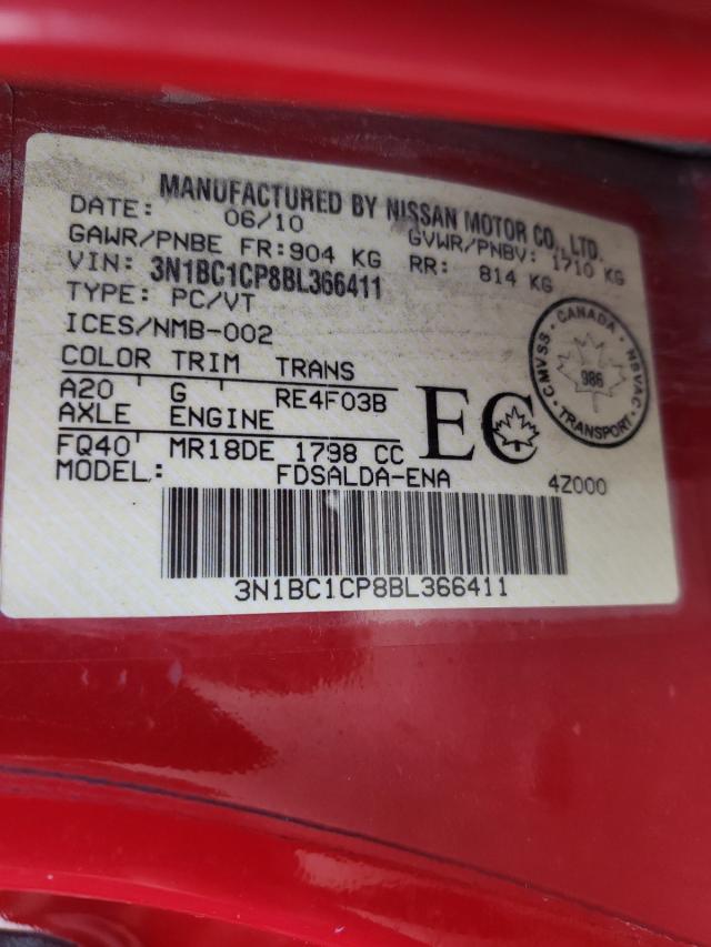 Photo 10 from auction – 2011 NISSAN VERSA S with VIN 3N1BC1CP8BL366411