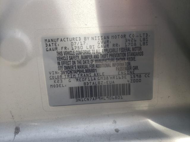 Photo 10 from auction – 2017 NISSAN VERSA S with VIN 3N1CN7AP9HL906801