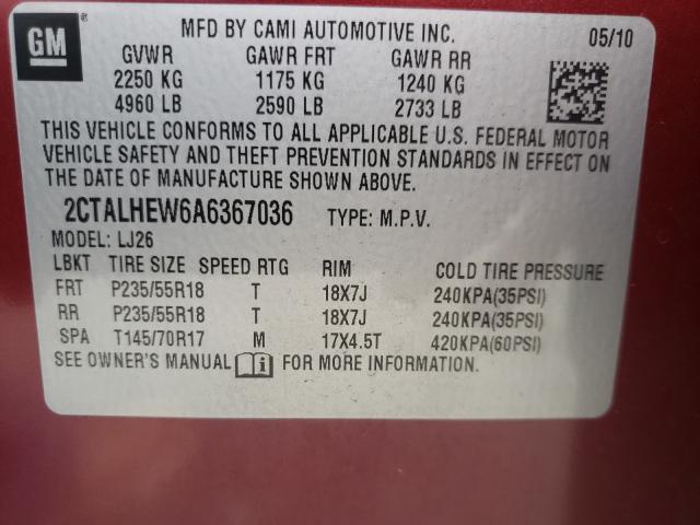 Photo 10 from auction – 2010 GMC TERRAIN SL with VIN 2CTALHEW6A6367036