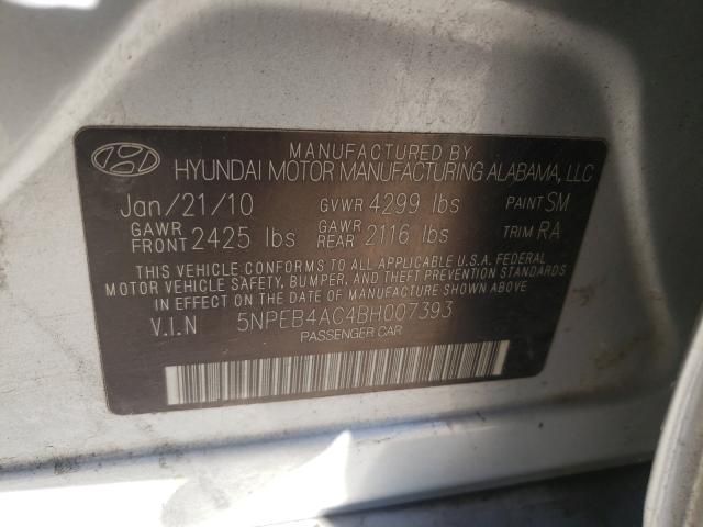 Photo 10 from auction – 2011 HYUNDAI SONATA GLS with VIN 5NPEB4AC4BH007393