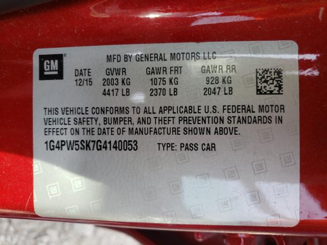 Photo 10 from auction – 2016 BUICK VERANO SPO with VIN 1G4PW5SK7G4140053