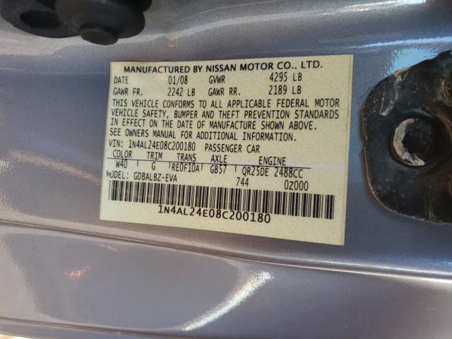 Photo 10 from auction – 2008 NISSAN ALTIMA 2.5 with VIN 1N4AL24E08C200180