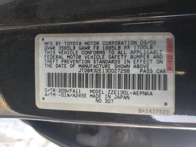 Photo 10 from auction – 2003 TOYOTA COROLLA CE with VIN JTDBR32E130027298
