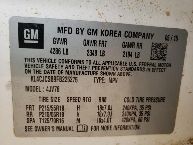 Photo 10 from auction – 2015 BUICK ENCORE with VIN KL4CJCSB9FB225275