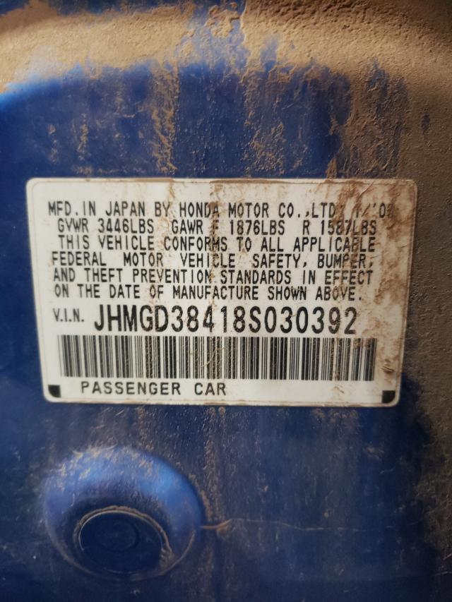 Photo 10 from auction – 2008 HONDA FIT with VIN JHMGD38418S030392
