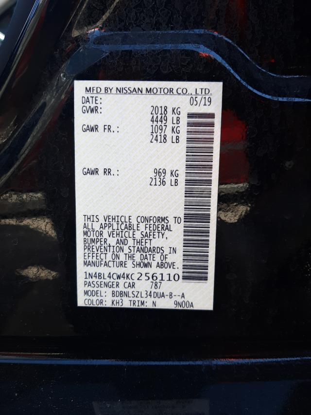 Photo 10 from auction – 2019 NISSAN ALTIMA SR with VIN 1N4BL4CW4KC256110