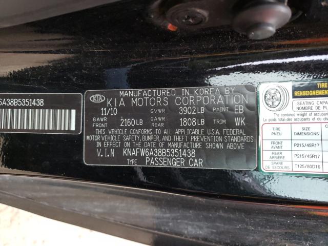 Photo 10 from auction – 2011 KIA FORTE SX with VIN KNAFW6A38B5351438