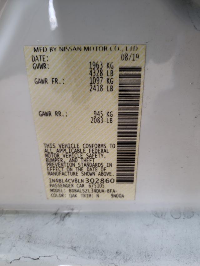 Photo 10 from auction – 2020 NISSAN ALTIMA SR with VIN 1N4BL4CV8LN302860