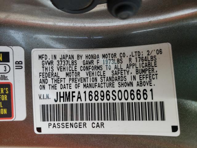 Photo 10 from auction – 2006 HONDA CIVIC EX with VIN JHMFA16896S006661