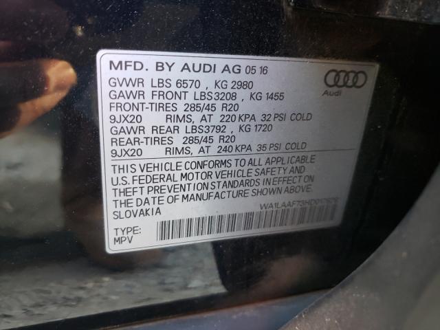 Photo 10 from auction – 2017 AUDI Q7 PREMIUM with VIN WA1LAAF73HD017829