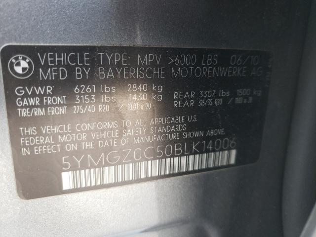Photo 10 from auction – 2011 BMW X6 M with VIN 5YMGZ0C50BLK14006