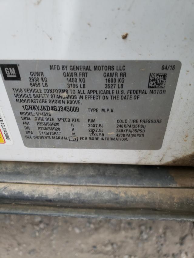 Photo 10 from auction – 2016 CHEVROLET TRAVERSE L with VIN 1GNKVJKD4GJ345009