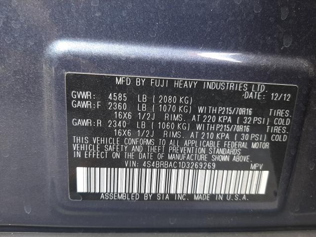Photo 10 from auction – 2013 SUBARU OUTBACK 2. with VIN 4S4BRBAC1D3269269