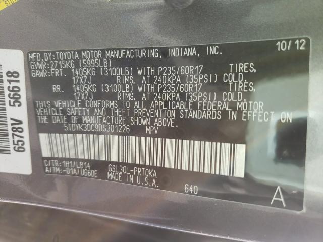 Photo 10 from auction – 2013 TOYOTA SIENNA XLE with VIN 5TDYK3DC9DS301226