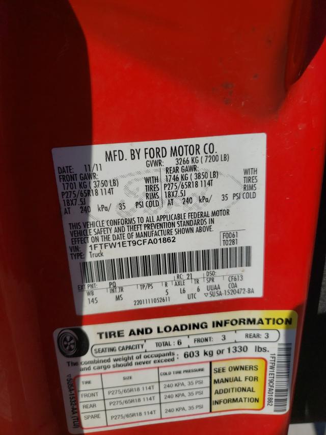 Photo 10 from auction – 2012 FORD F150 SUPER with VIN 1FTFW1ET9CFA01862