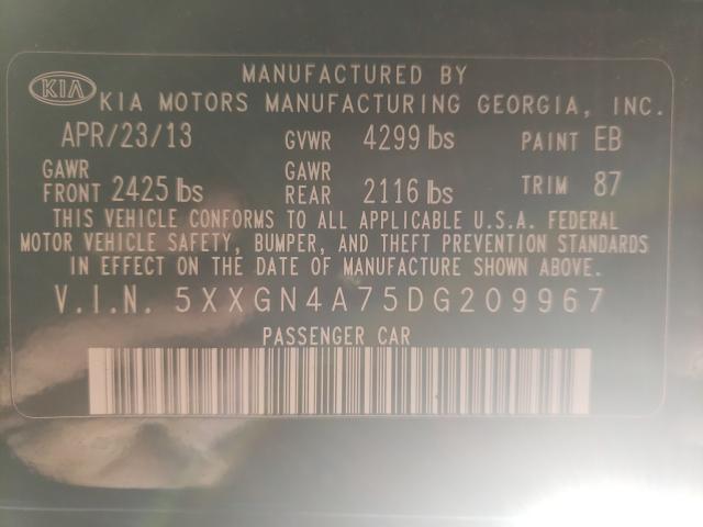 Photo 10 from auction – 2013 KIA OPTIMA EX with VIN 5XXGN4A75DG209967