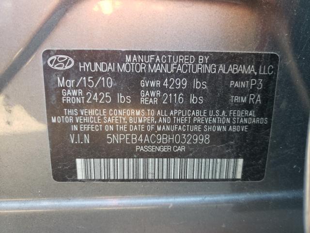 Photo 10 from auction – 2011 HYUNDAI SONATA GLS with VIN 5NPEB4AC9BH032998